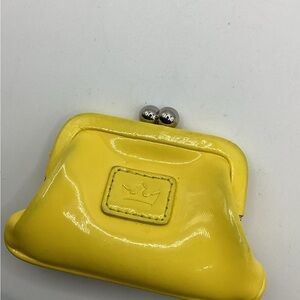 Baekgaard  RARE Yellow Banana Patent Faux Leather Coin Purse Snap Close 4”x3”